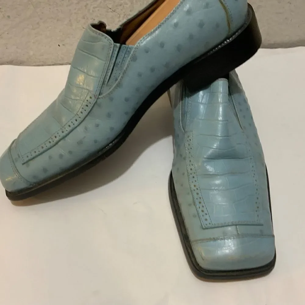 Fratelli Loafers Mens Size 9 Leather Slip On blue Square Toe Dress Shoes